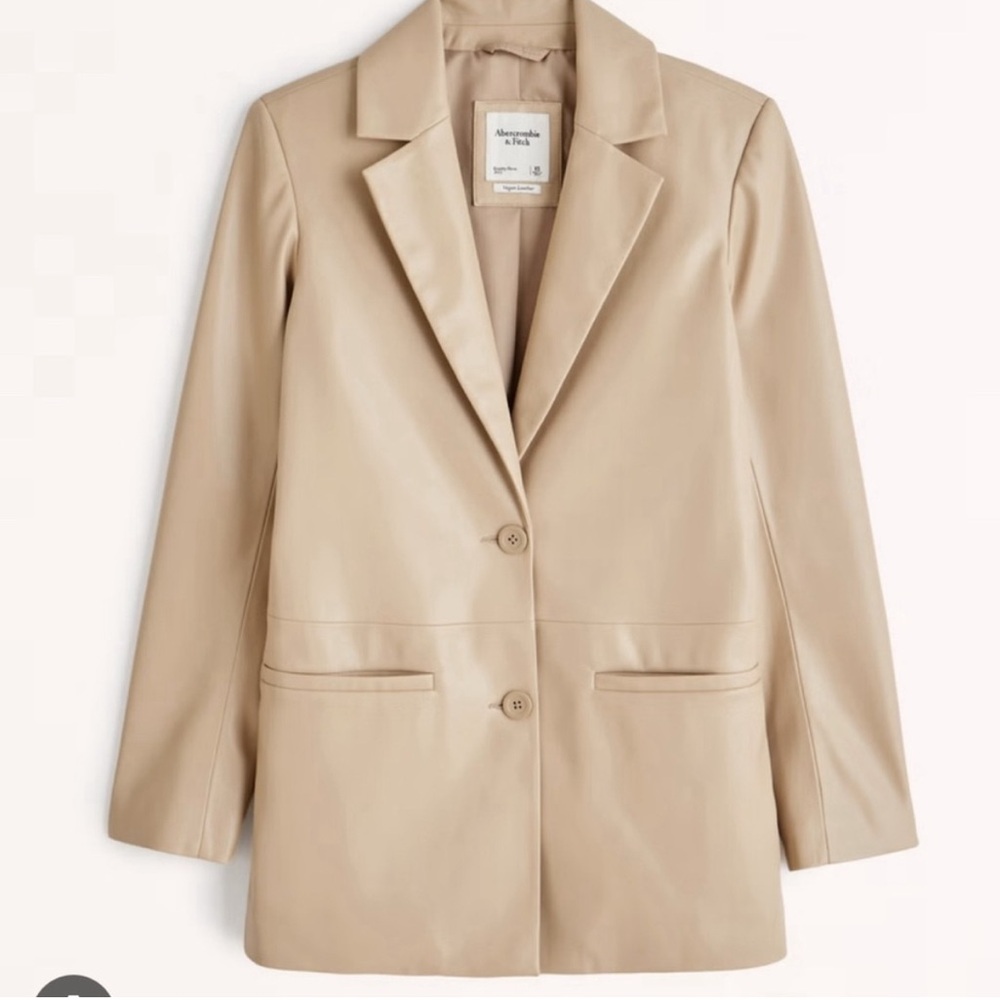 Abercrombie & Fitch Tan Vegan Leather Blazer